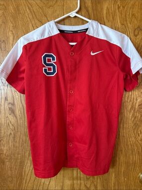 ⚾️ Nike Red & White Baseball Jersey with 'S' Chest Patch